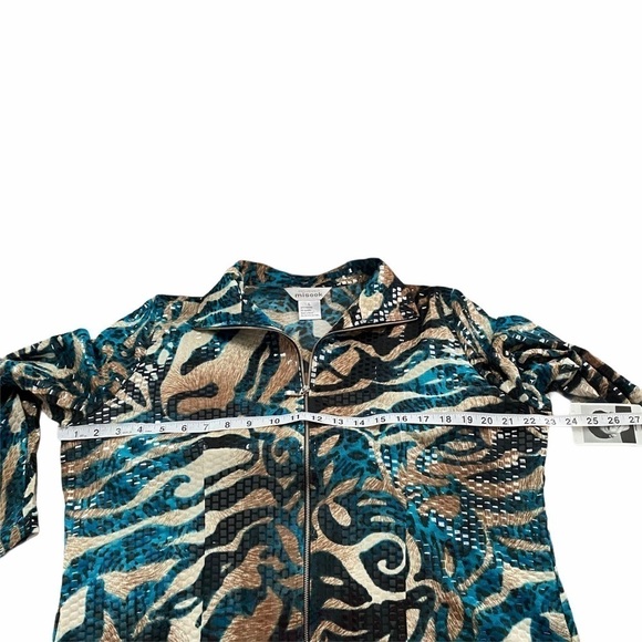 NWT Exclusively Misook Animal Print Full Zip Jacket Women’s Size Large Colorful - Picture 7 of 9